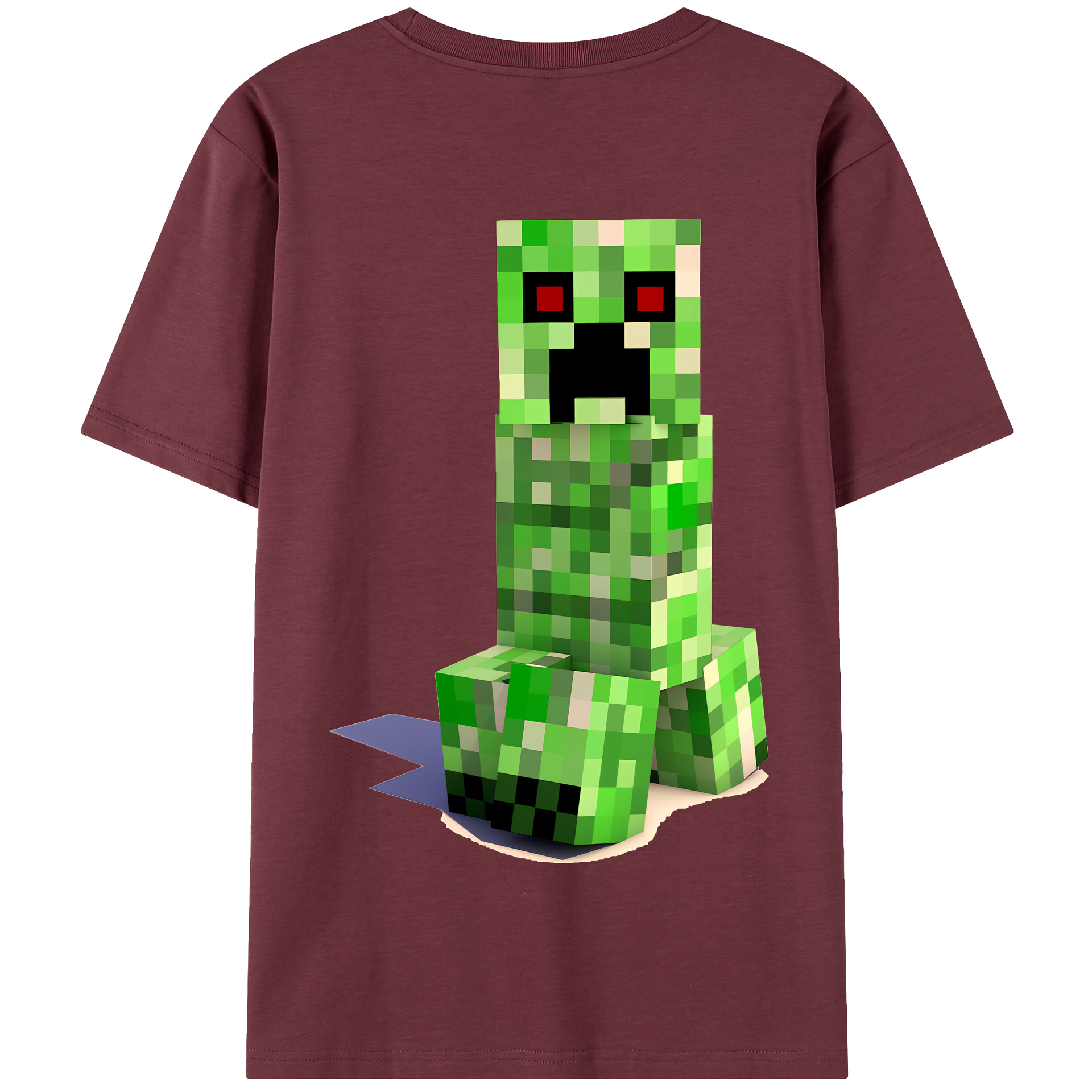 （画像用） マインクラフト ブロックの世界 Minecraft MC Block world 綿100％半袖Tシャツ（背面プリント）